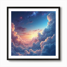 Space Watercolor Art With Swirling Astral Clouds 1 Art Print