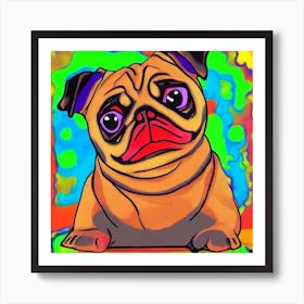 Colorful pug Art Print