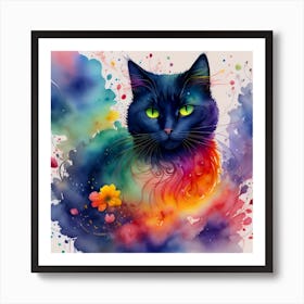 Colorful Cat Art Print