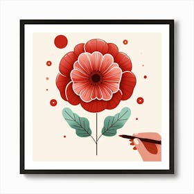 Large red poppy flower, Vector art 7 Art Print