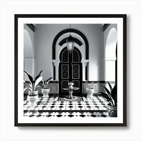 Black And White Hallway 1 Art Print