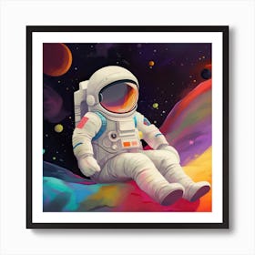 Astronaut Illustration Kids Room 4 Art Print