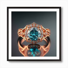 Blue Topaz Engagement Ring 1 Art Print