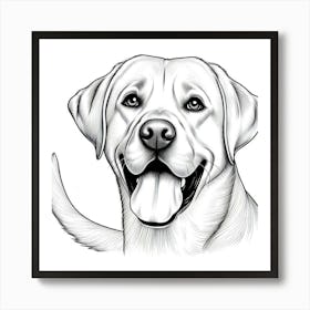 Line Art labrador dog 3 Art Print