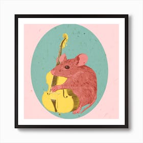 Jazzy mouse, double bass, music, illustration, wall art Poster