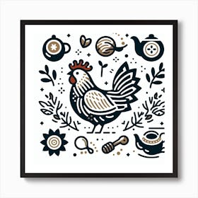 Scandinavian style, chicken 3 Art Print