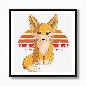 Retro Vintage Fennec Fox Cute Foxes Art Print