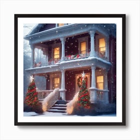 Christmas House In The Snow 5 Art Print