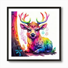 Rainbow Deer 1 Art Print