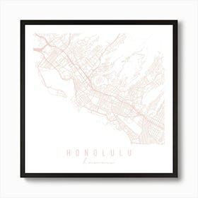 Honolulu Hawaii Light Pink Minimal Street Map Square Art Print