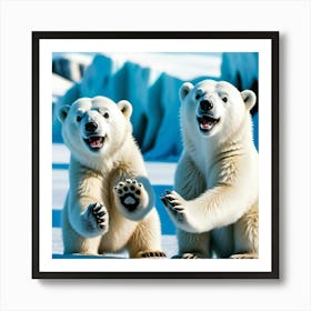 Playful Polar Bears Affiche