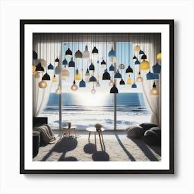 Living Room With Hanging Lamps Art Print