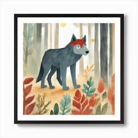 Wolf In The Woods Art Print