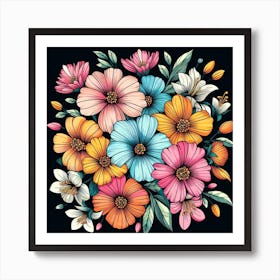 Colorful Flowers 2 Art Print