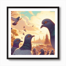 Pigeons Art Print