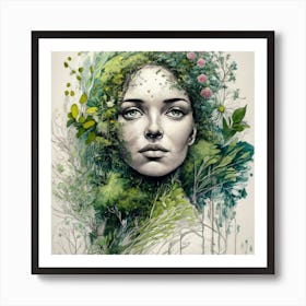 Woman In The Forest 1 Art Print