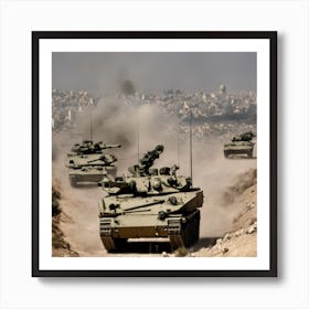 Israeli Tanks In The Desert 4 Art Print