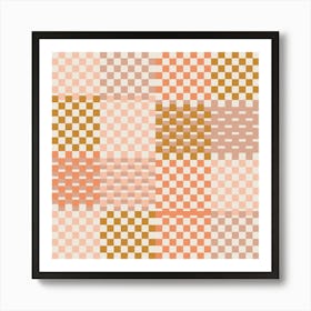 Blush Pink Checkered Pattern Art Print