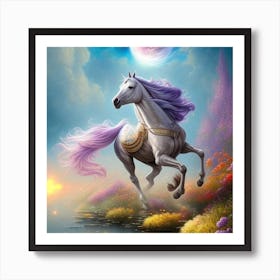 Horse In The Moonlight Art Print