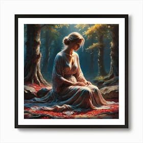 Woman In The Woods 19 Art Print