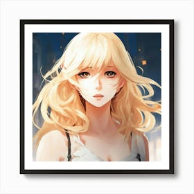 Anime Girl With Long Blonde Hair Art Print