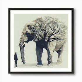 Elephant And Tree Art Print