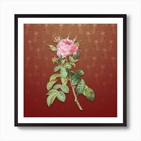 Vintage Four Seasons Rose Botanical on Falu Red Pattern Art Print