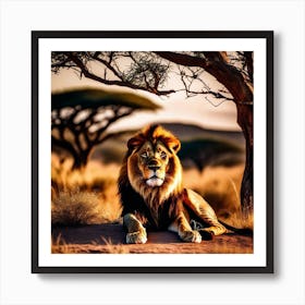 Lion In The Savannah 28 Art Print