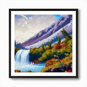 Waterfall in the mountains with stunning nature 7 Art Print