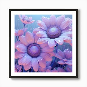 Psychedelic Purple Flowers Art Print