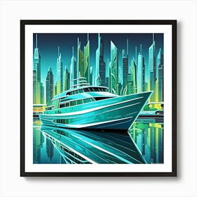 Futuristic Ocean Going Vessel Cubism Style Art Print