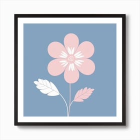 A White And Pink Flower In Minimalist Style Square Composition 76 Art Print