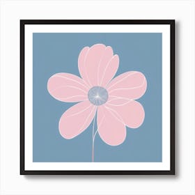 A White And Pink Flower In Minimalist Style Square Composition 713 Art Print