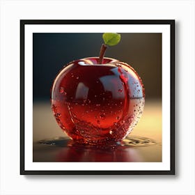 Red Apple With Water Droplets Art Print