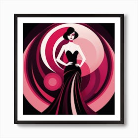 Fashion Woman In Black Dress Poster