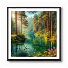 Sunrise In The Forest 41 Art Print