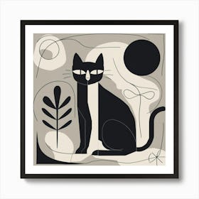 Cat In Black And White Art Print