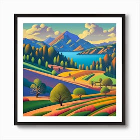 Landscape Of A Lake Art Print