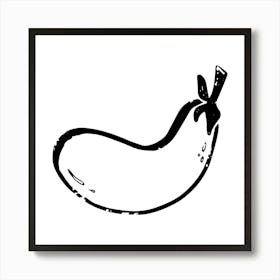 Eggplant. Ink texture doodle. Black and white illustration, Bauhaus Art Print