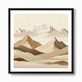 Landscapes mountain range beige Art Print