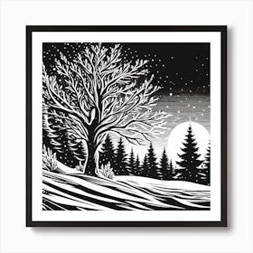 Winter Landscape With Trees 1 Art Print