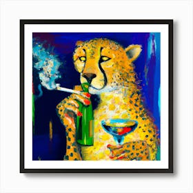 oil pastel cheetah Art Print