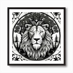 Lion In The Forest 30 Art Print