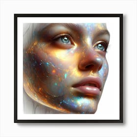 Beauty Face Close Up Detail Drawing With Creative Effects Art Print