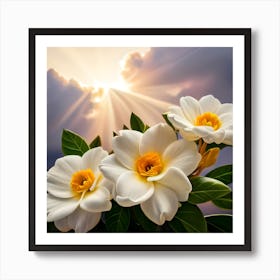 White Flowers In The Sky Art Print