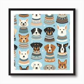 Scandinavian style,Pattern with dogs 1 Art Print