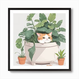 Cat In Pot Póster