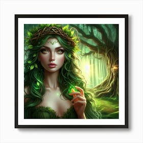 Fairy Girl In The Forest Art Print