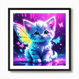 Cute Kitten With Wings Art Print