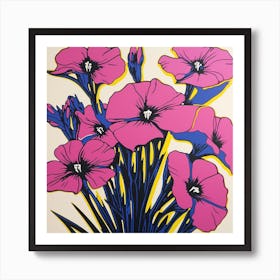 Flax Flower 1 Pop Art Illustration Square Art Print